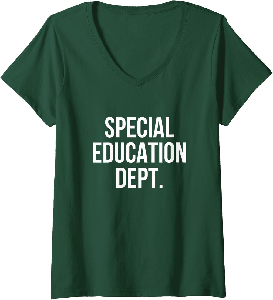Women's Special Education Dept. College Special Education Major V-Neck T-Shirt - Dark Green