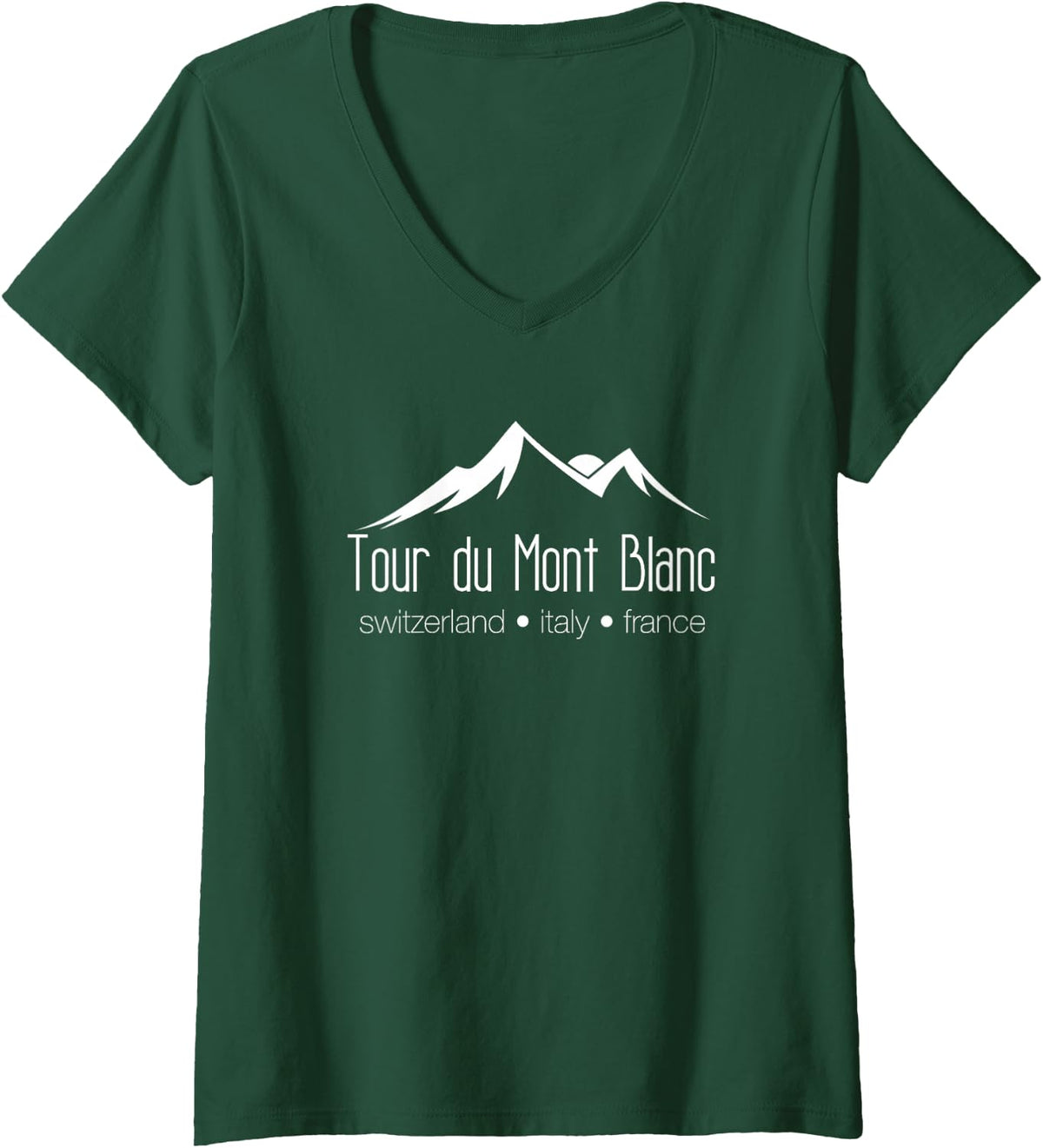 Womens Tour du Mont Blanc V-Neck T-Shirt - Dark Green