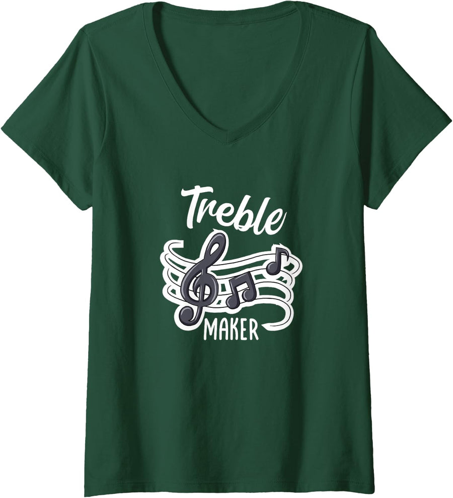 Women's Funny Music Teacher Sayings V-Neck T-Shirt - Dark Green
