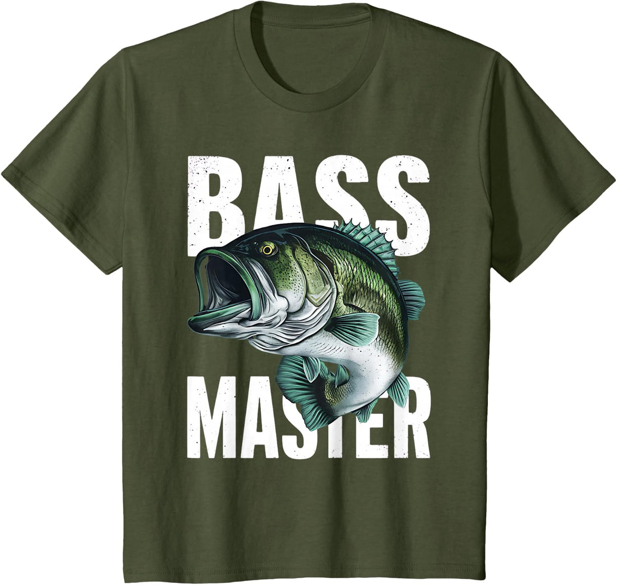 Bass Master Intricate Largemouth Bass Fishing Tees T-Shirts for Men - Olive Green