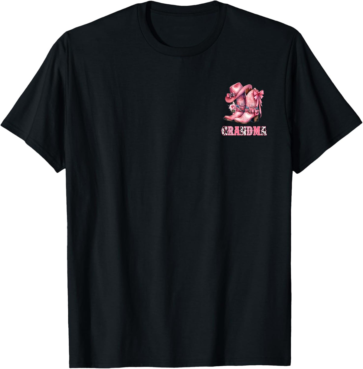Grandma 1st First Birthday Cowgirl Pink Bow Rodeo Western T-Shirt - Black