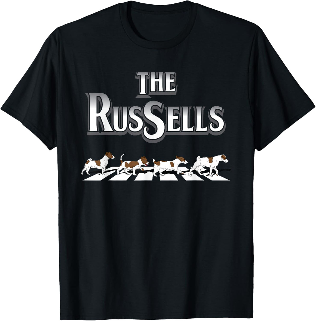 Jack Russells Funny Jack Russell Terrier JRT Dog Crosswalk Men Women Girls Kids T-Shirt - Black