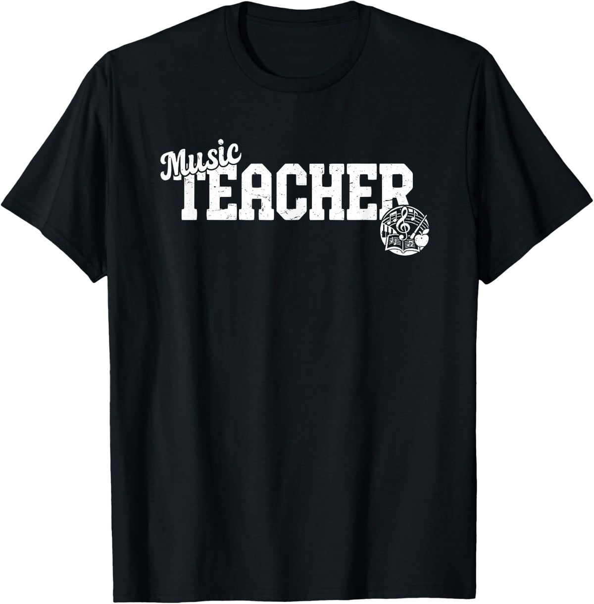Music Teacher Back to School Teacher Appreciation T-Shirt - Black