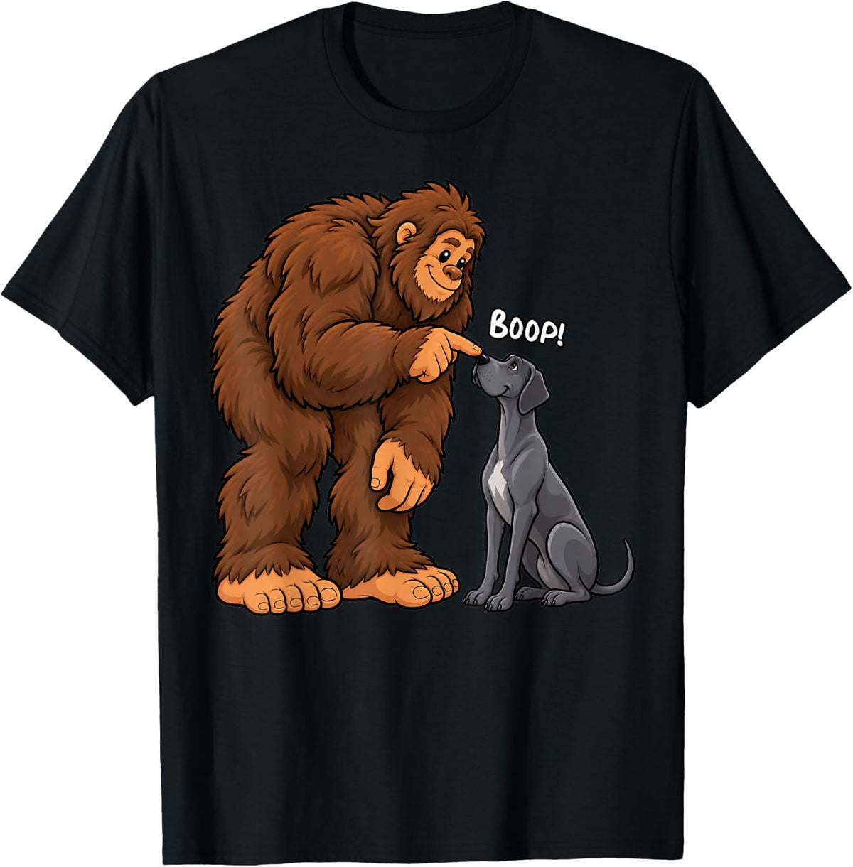 Bigfoot Boop Great Dane Funny Dog Lover T-Shirt - Black