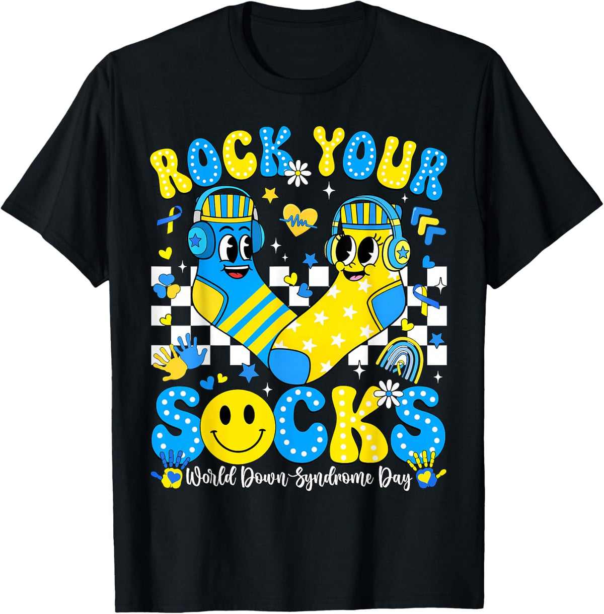 Down Syndrome Awareness Shirts Rock Your Socks World Day Support Tees T-Shirts Men Women Kids - Black