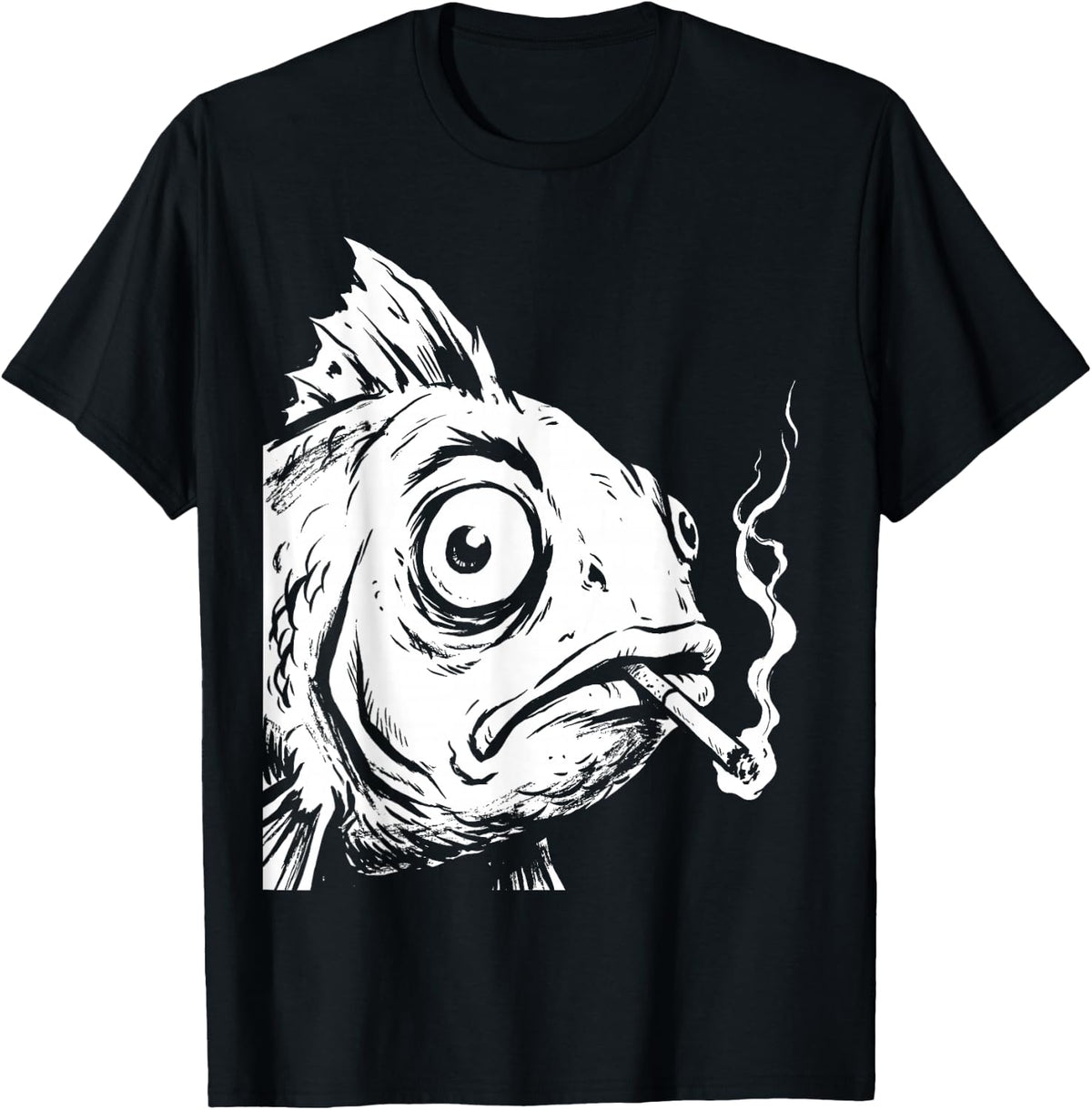Funny Smoking Bass Fish Meme T-Shirt - Black