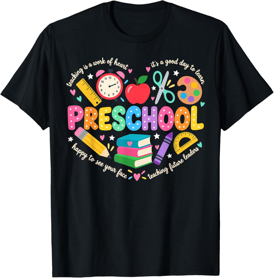 Preschool School Supplies Heart T-Shirt - As Pictured