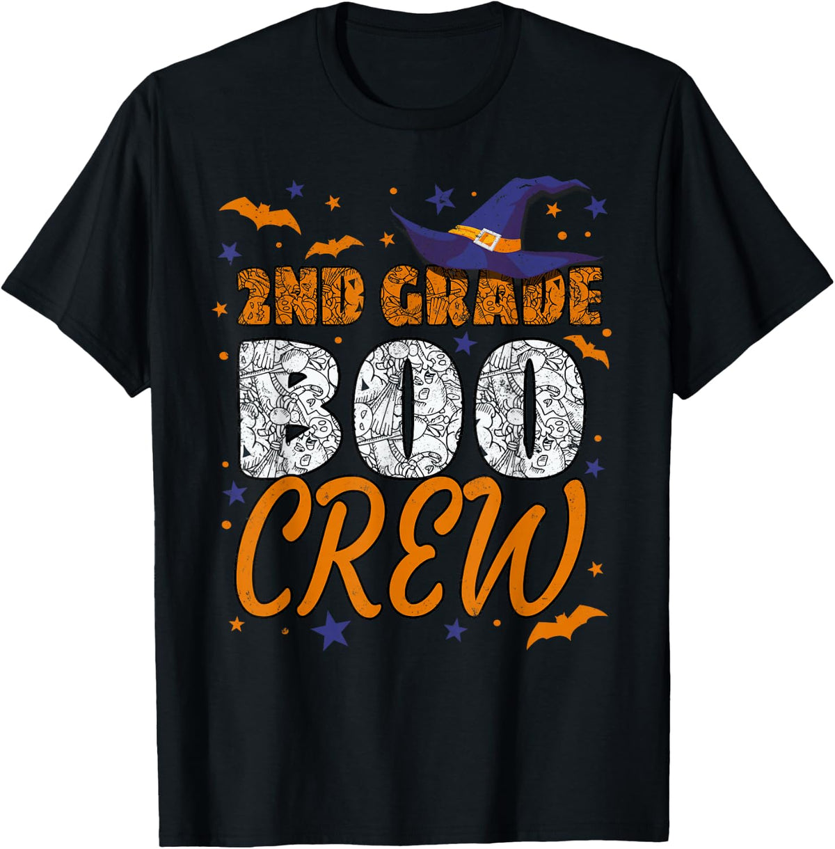 2nd Grade Boo Crew Halloween Second Grader Matching T-Shirt - Black