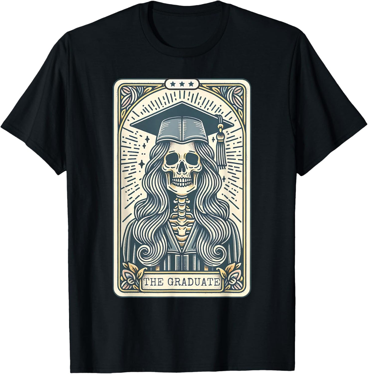 Senior Graduate Tarot Card Skeleton Graduation High School T-Shirt - Black