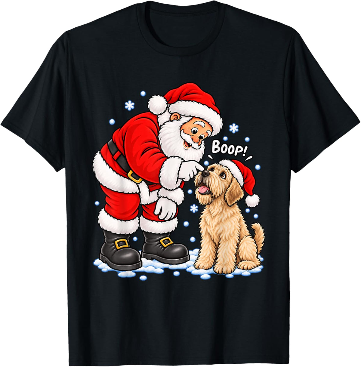 Funny Soft Coated Wheaten Terrier Boop Santa Christmas T-Shirt - Black
