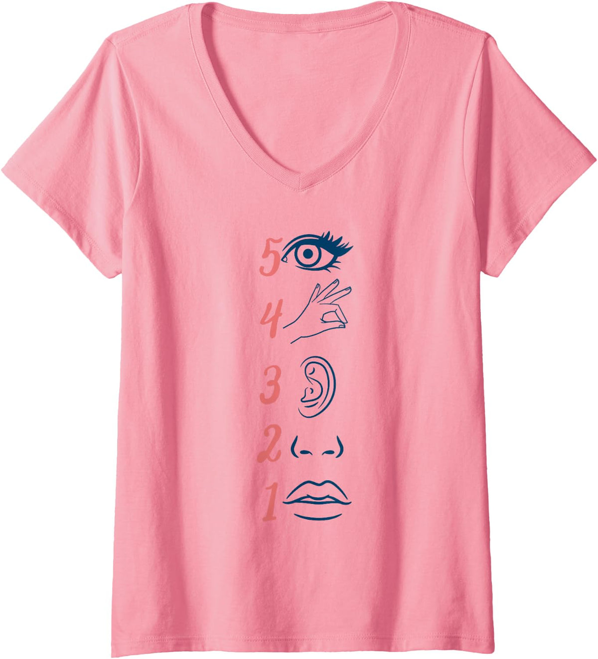 Women's GROUNDING Reminder Mental Health School Psychologist V-Neck T-Shirt - Pink