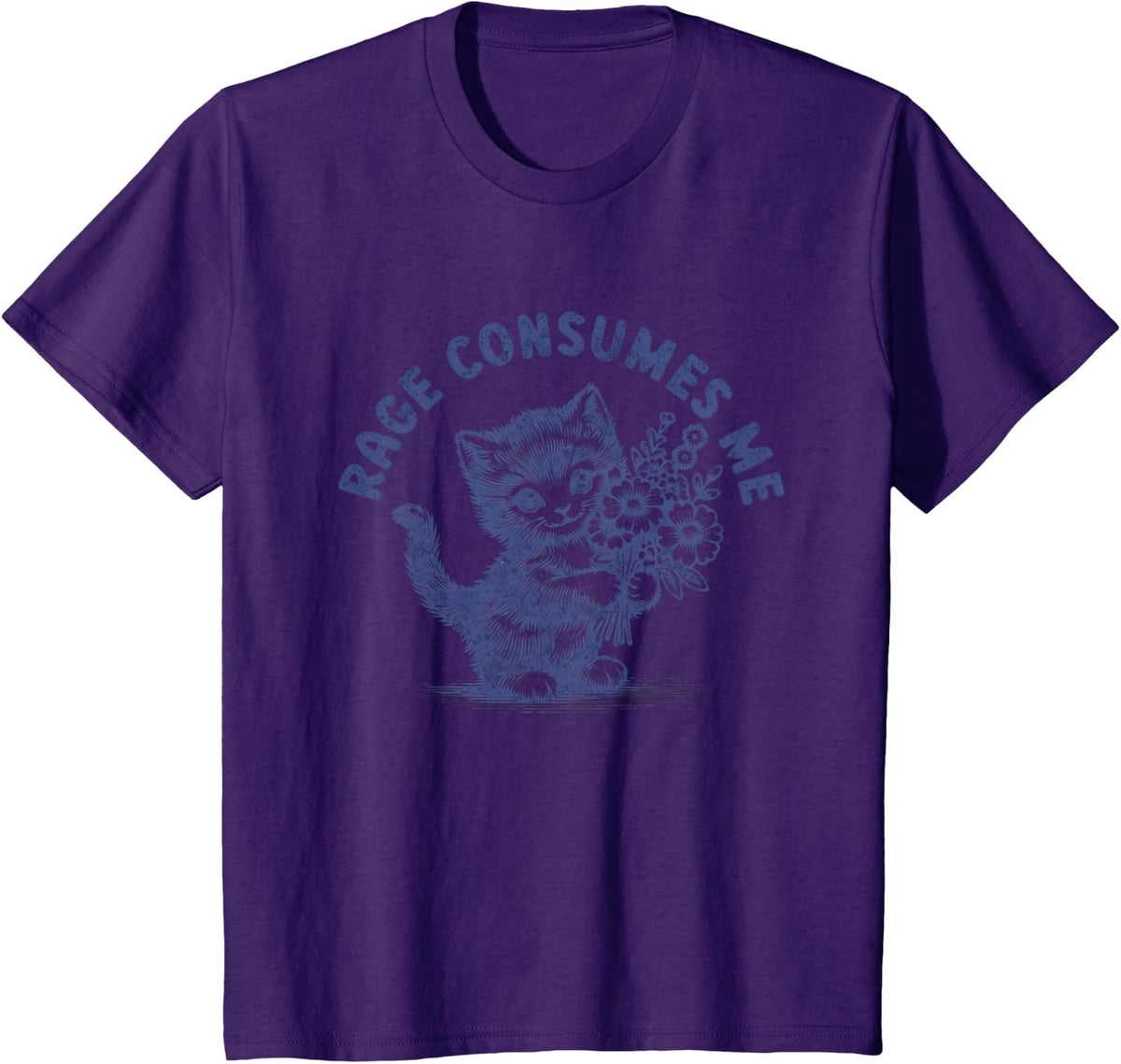 Rage Consumes Me Cat Meme Funny Hilarious Kitten Meme T-Shirt - Purple