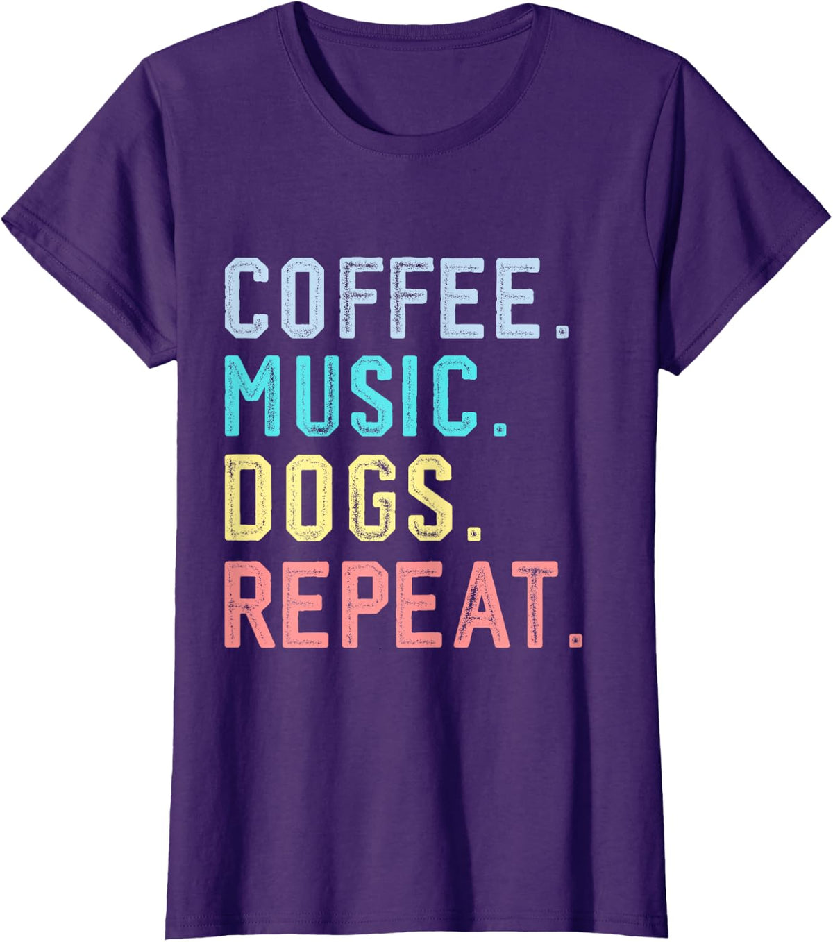 Funny Coffee Music Dogs Cute Dog Coffee Music Teacher T-Shirt - Purple