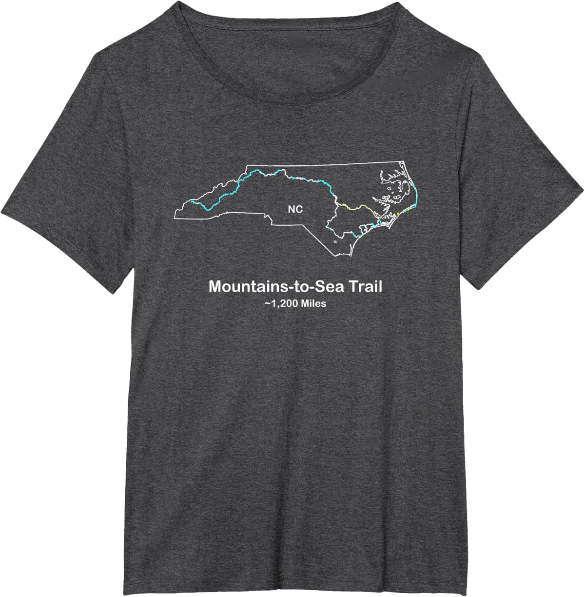Mountain-to-Sea Trail Route Map T-Shirt - Dark Heather Grey
