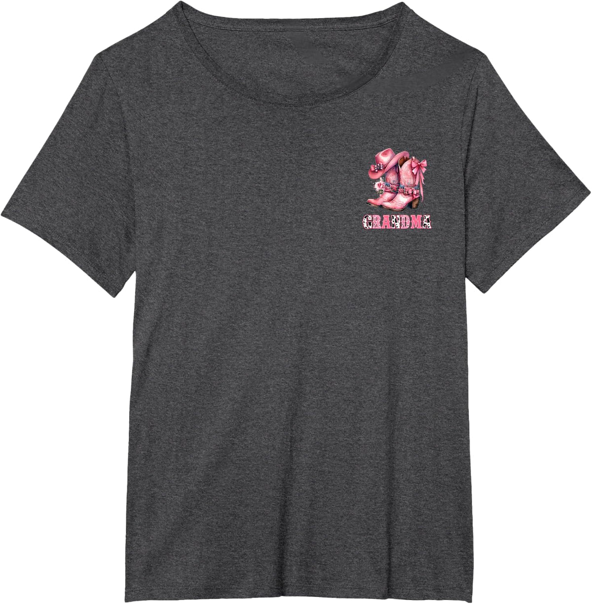 Grandma 1st First Birthday Cowgirl Pink Bow Rodeo Western T-Shirt - Dark Heather Grey
