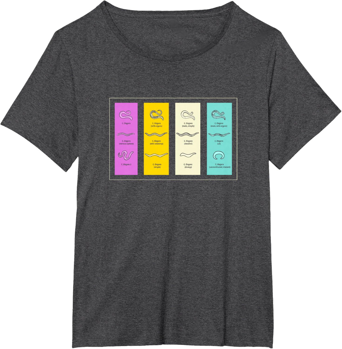 Retro C Elegans Worm Biology Caenorhabditis Elegans T-Shirt - Dark Heather Grey