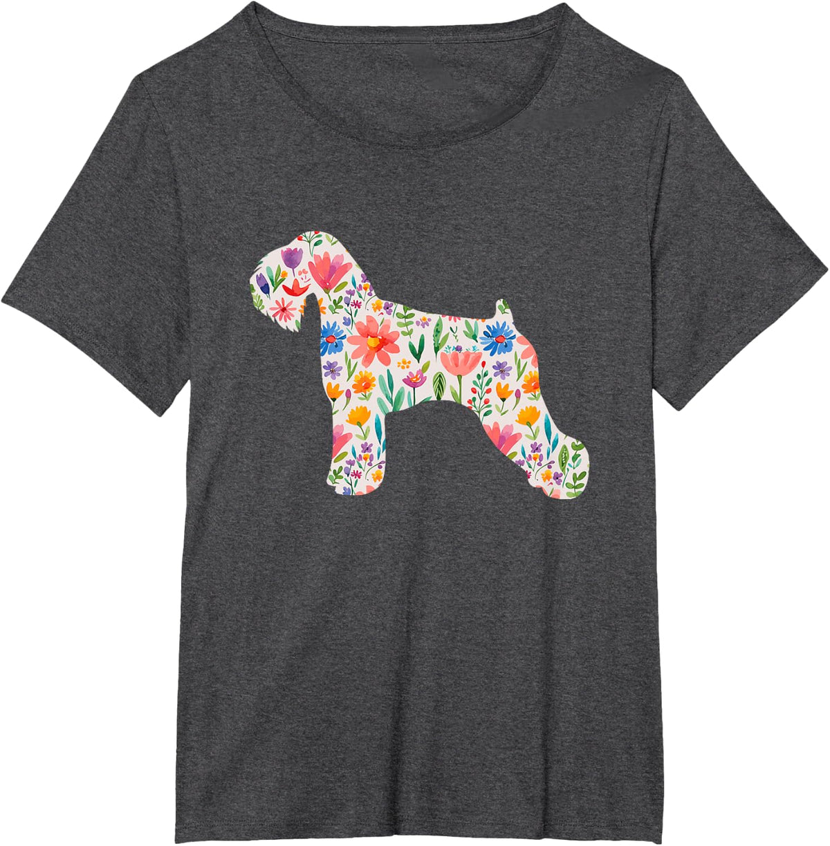 Soft Coated Wheaten Terrier watercolor flowers design T-Shirt - Dark Heather Grey
