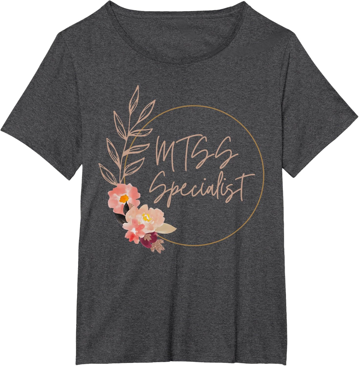 Floral MTSS Specialist Team Intervention Specialist Teacher T-Shirt - Dark Heather Grey