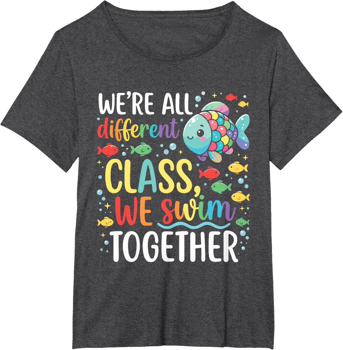 Different Class We Swim Together Autism Fish Kids T-Shirt - Dark Heather Grey