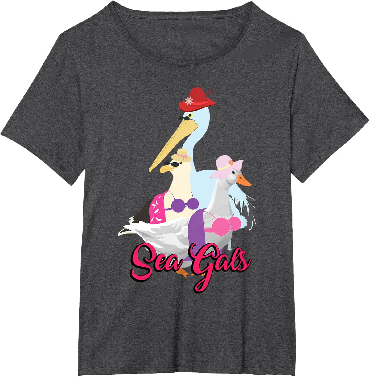 Sea Gals Funny Seagull Tees for Women Best Friends Bestie Squad T Shirts - Dark Heather Grey
