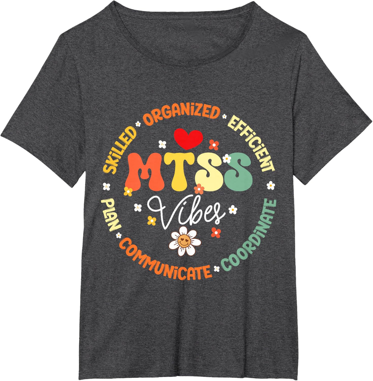 Groovy MTSS Vibes School Counselor Tees School Psychologist T Shirts - Dark Heather Grey
