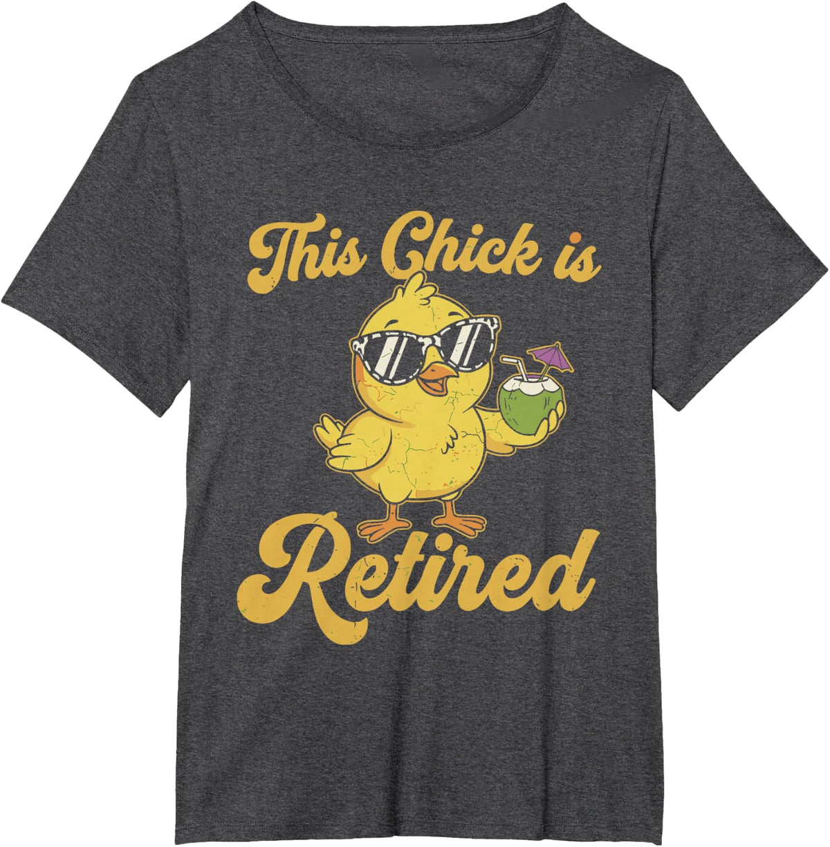 This Chick is Retired Funny Chicken Women Seniors T-Shirt - Dark Heather Grey