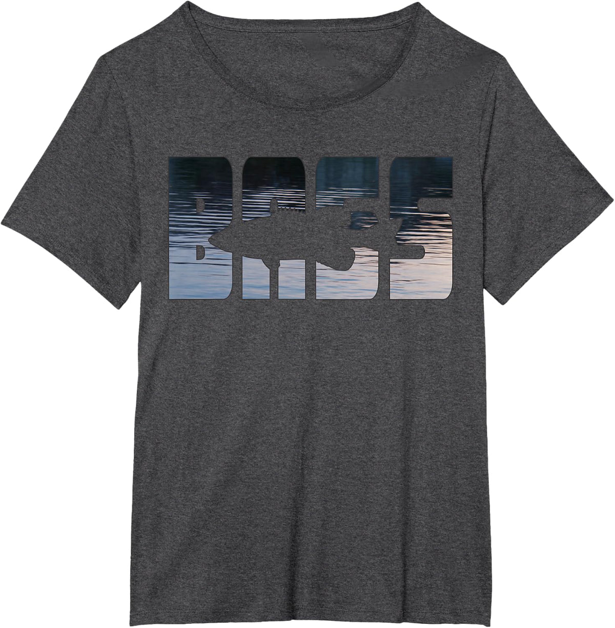 Bass Fishing Lake Scene Bass Angler T-Shirt - Dark Heather Grey
