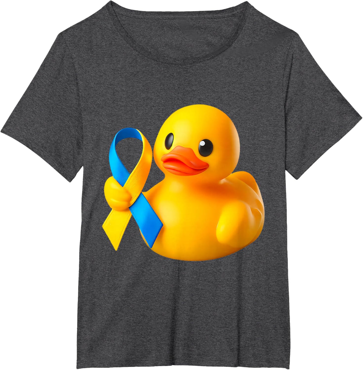 Rubber Duck Down's Syndrome Awareness Ducky Ribbon T-Shirt - Dark Heather Grey