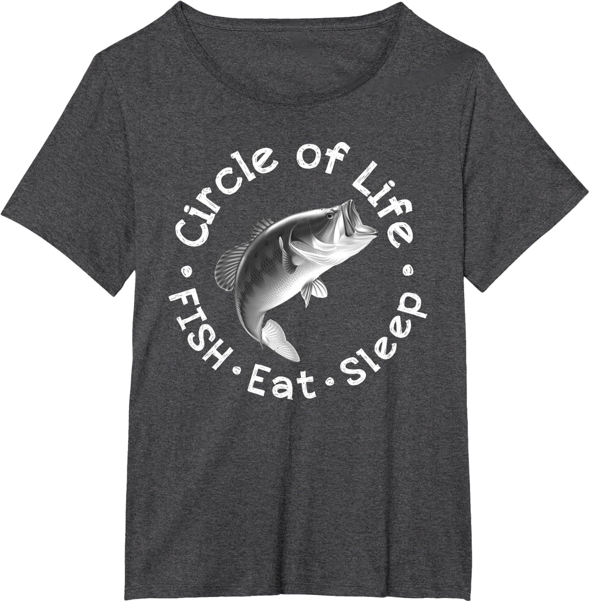 Funny Bass Fishing Circle Life Big Mouth T-Shirt - Dark Heather Grey