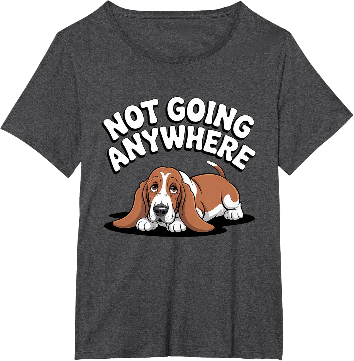 Basset Hound Not Going Anywhere Funny Dog Humor T-Shirt - Dark Heather Grey
