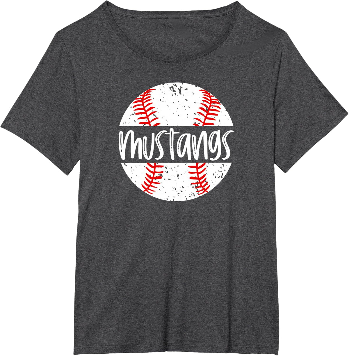 Mustangs Baseball Team Mascot School Spirit Game Day T-Shirt - Dark Heather Grey