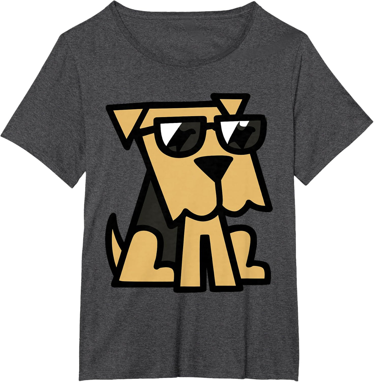 Airedale Terrier Dog Lover Sunglasses Cartoon T-Shirt - Dark Heather Grey