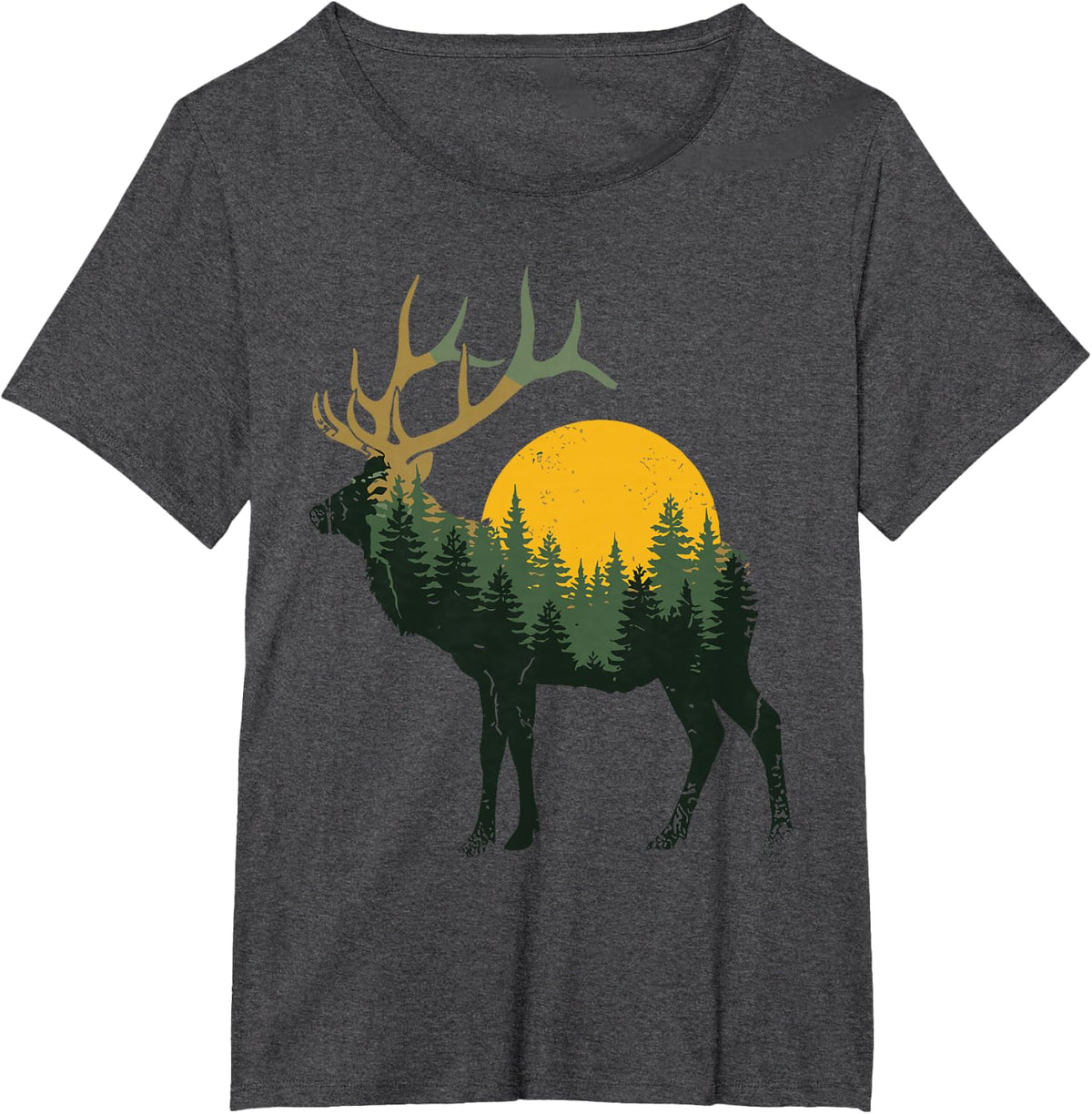 Forest Sunset Wildlife Hunting Outdoors Men T-Shirt - Dark Heather Grey