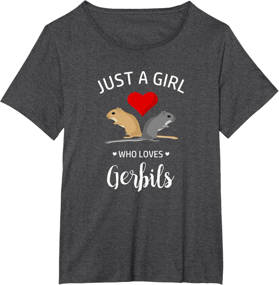 Just A Girl Who Loves Gerbils - Pet Mouse - Gerbil T-Shirt - Dark Heather Grey