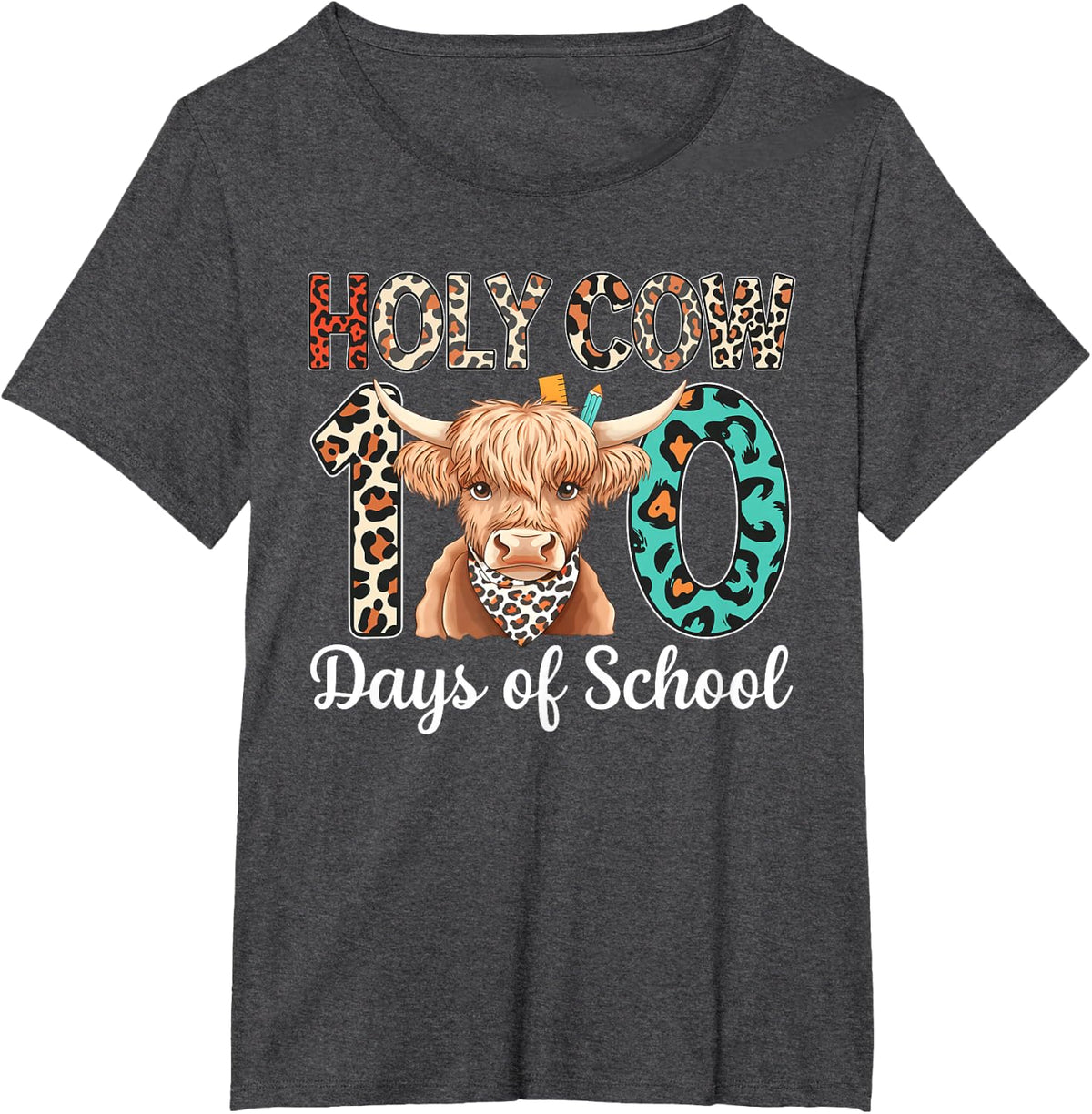 Holy Cow 100 Days of School Shirt 100th Day Smarter Teacher Kids Tee T-Shirt - Dark Heather Grey