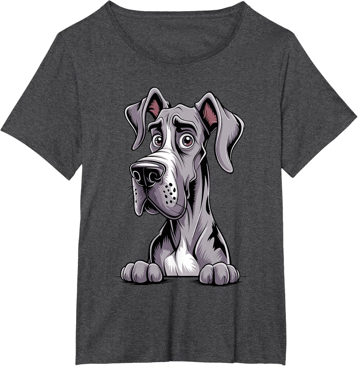 Funny Great Dane Art for Men Women Kids Great Dane Lovers T-Shirt - Dark Heather Grey