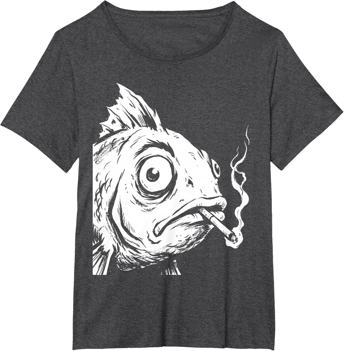 Funny Smoking Bass Fish Meme T-Shirt - Dark Heather Grey