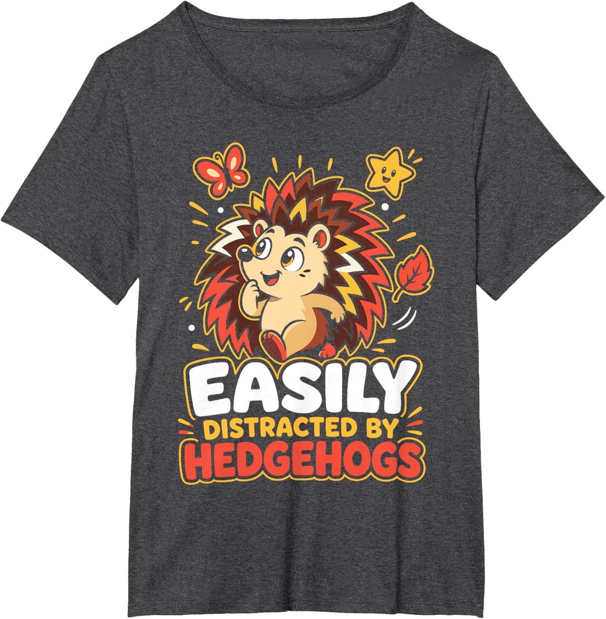 Easily Distracted By Hedgehogs T-Shirt - Dark Heather Grey