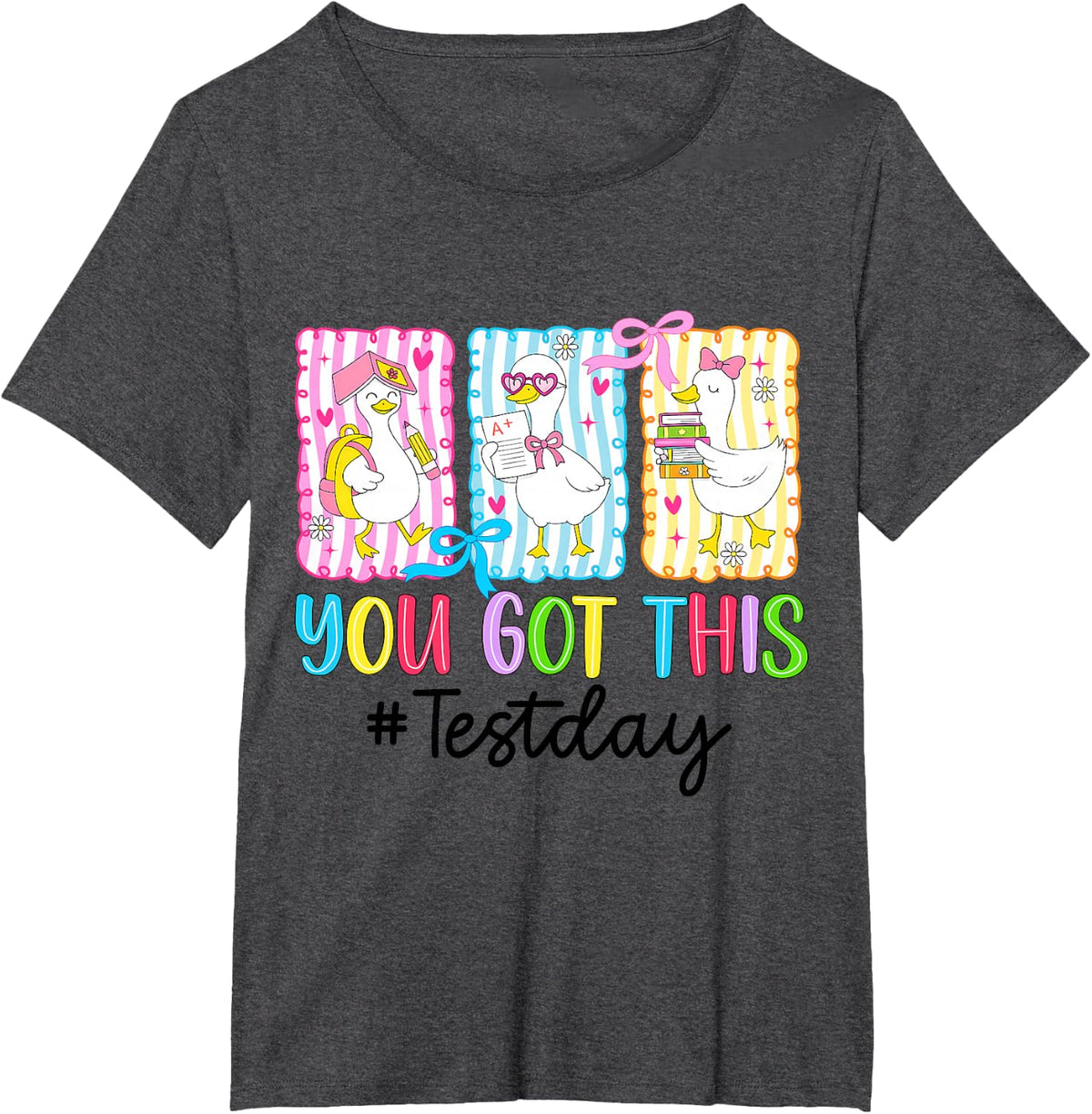 Funny Goose Testing Day You Got This Test Day Teacher Kids T-Shirt - Dark Heather Grey