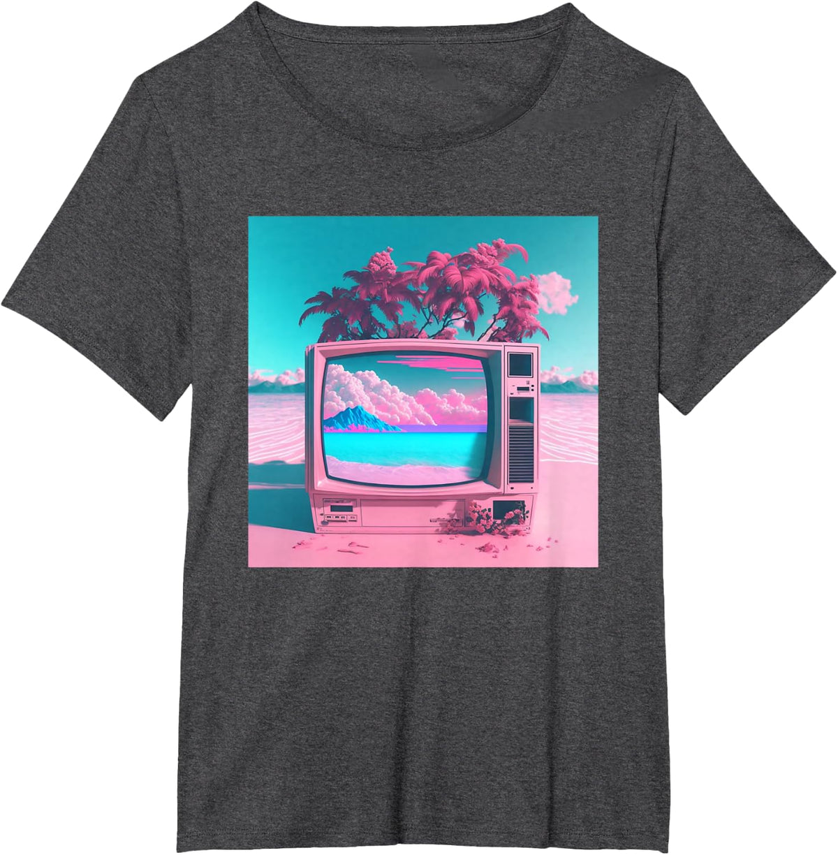Vaporwave Aesthetic Trippy Vapor Wave Tee Shirt For Men And Women - Dark Heather Grey
