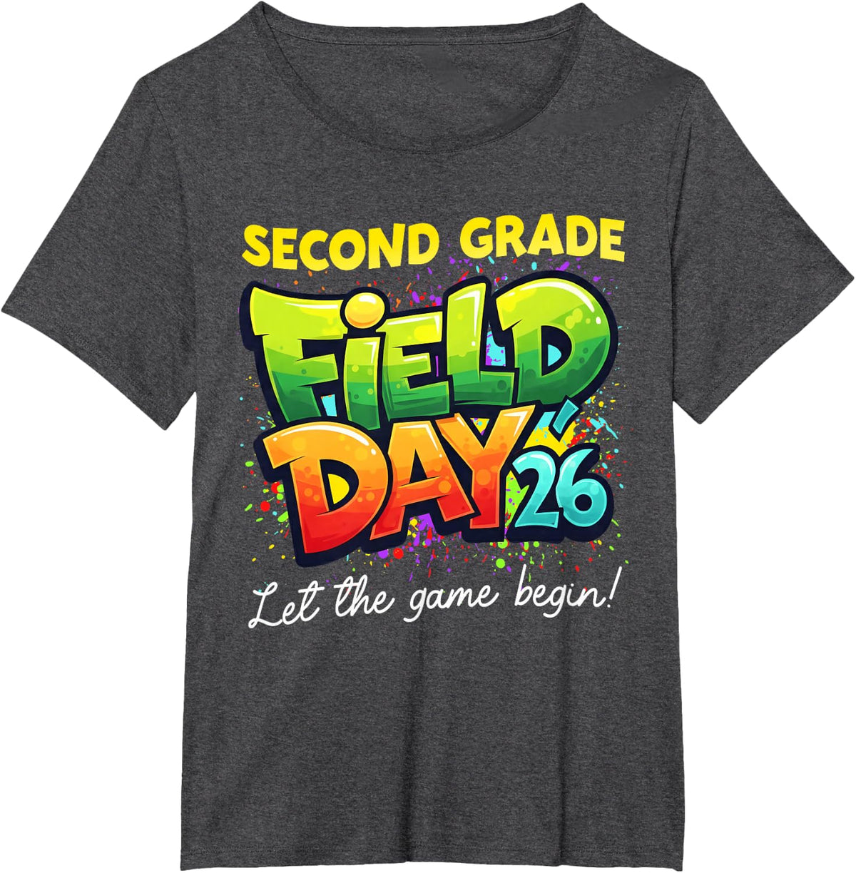 Field Day Second Grade Let The Games Begin T-Shirt Tee for Kids Boys Girls - Dark Heather Grey