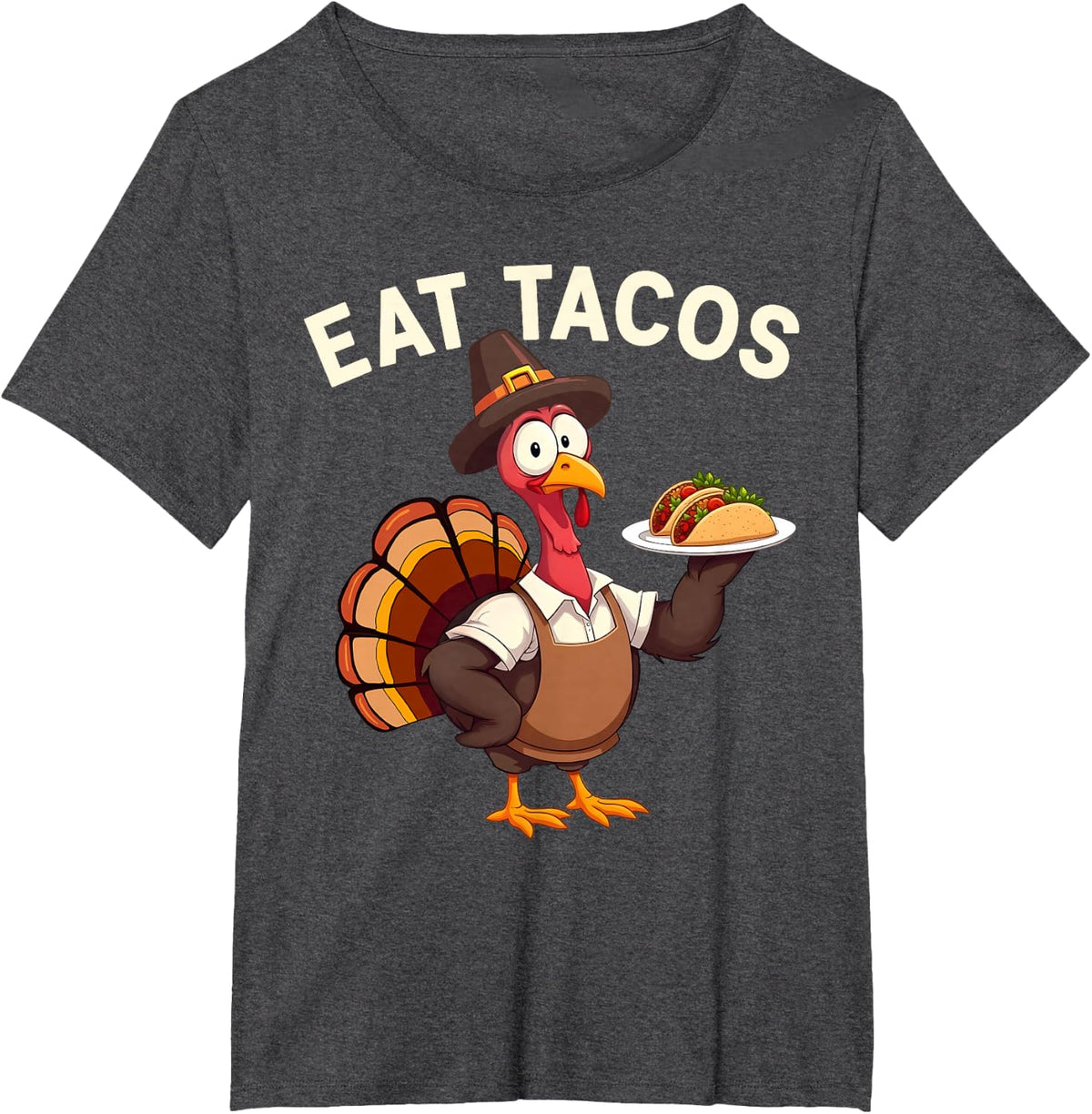 Funny Thanksgiving Turkey Eat Tacos Mexican Thanksgiving T-Shirt - Dark Heather Grey
