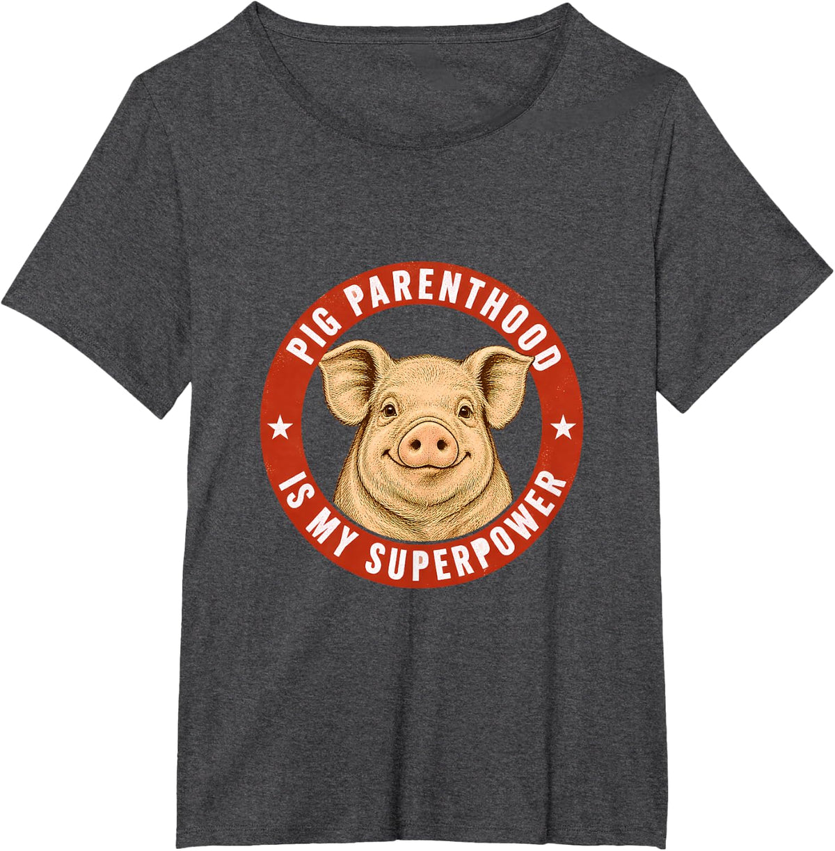 Pig Parenthood is My Superpower Funny Pig Lover T-Shirt - Dark Heather Grey
