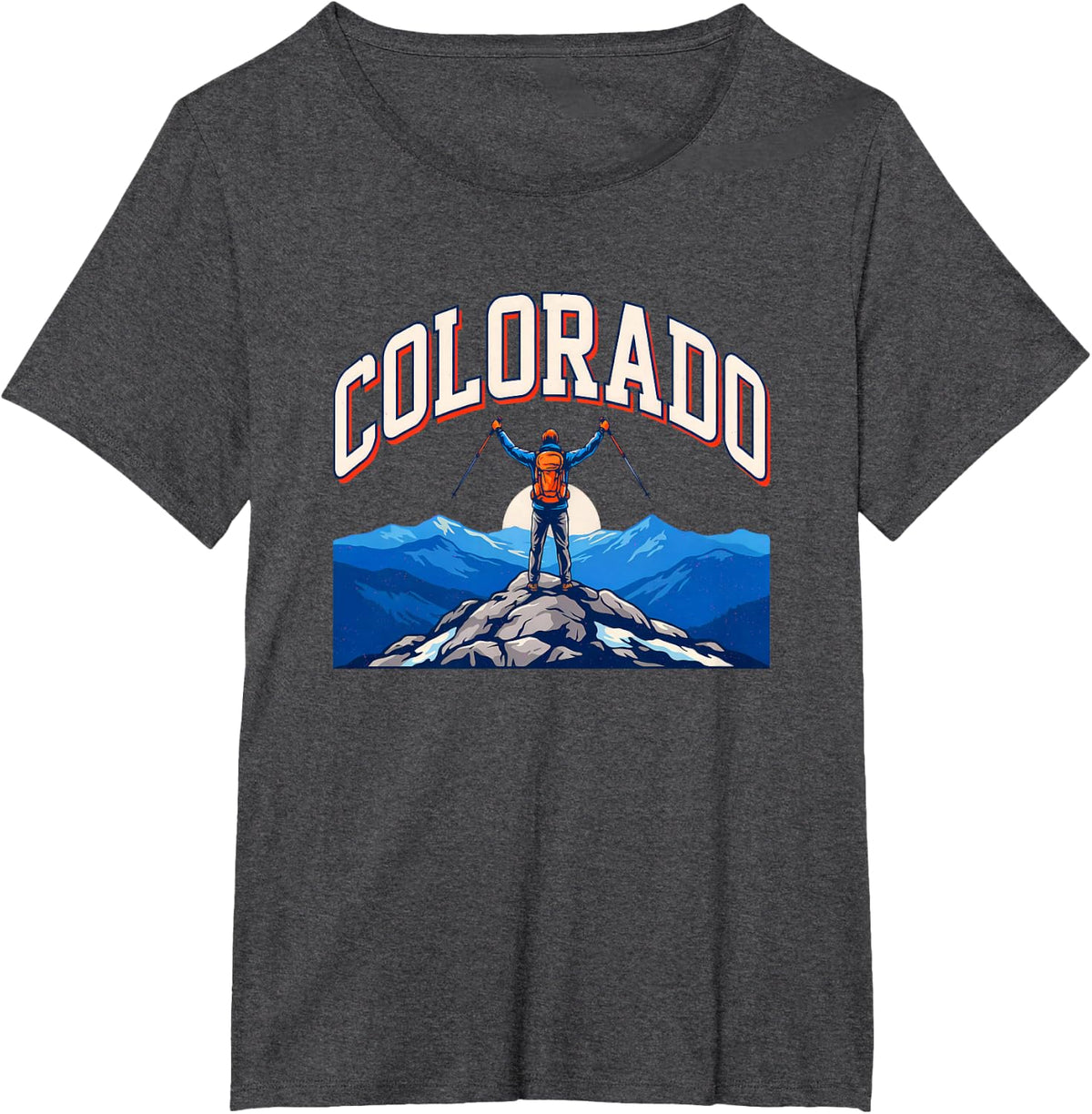 Colorado Peak Hiker Rocky Mountains Trekking Souvenir T-Shirt - Dark Heather Grey
