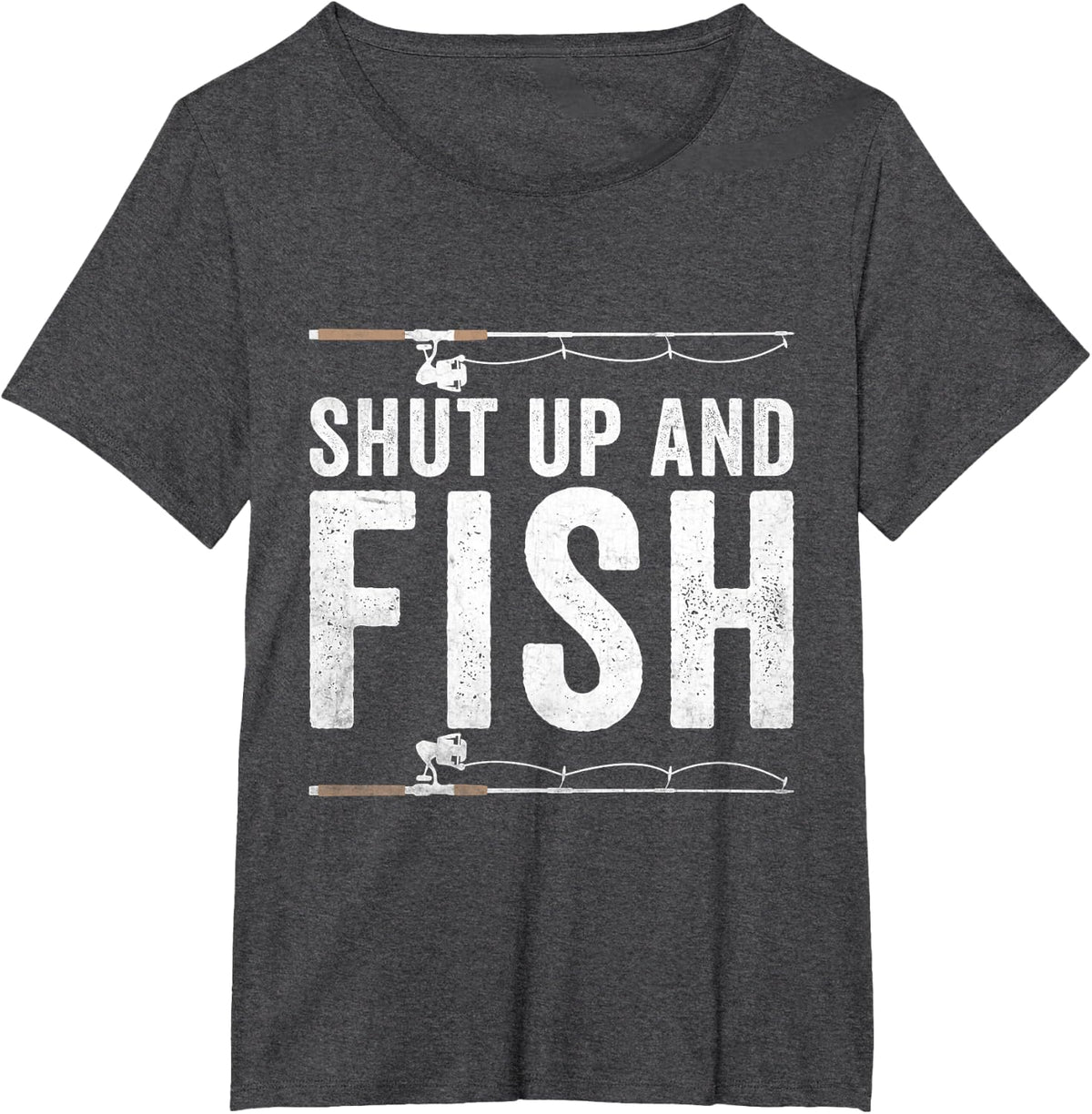 Shut Up And Fish Funny Bass Fishing Fisherman T-Shirt - Dark Heather Grey
