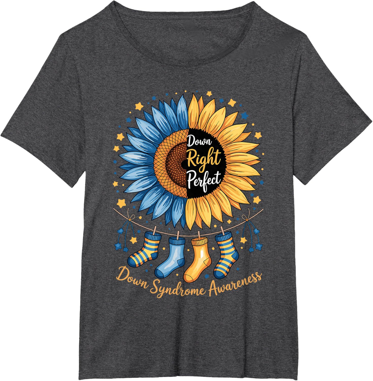 Down Syndrome Awareness Design for Men Women Kids T21 T-Shirt - Dark Heather Grey