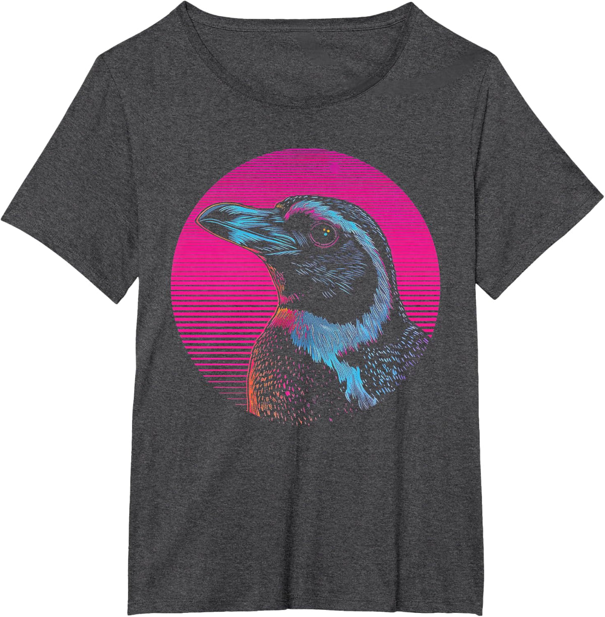 Penguin Vaporwave Aesthetic Vintage Synthwave 80s 90s Retro T-Shirt - Dark Heather Grey