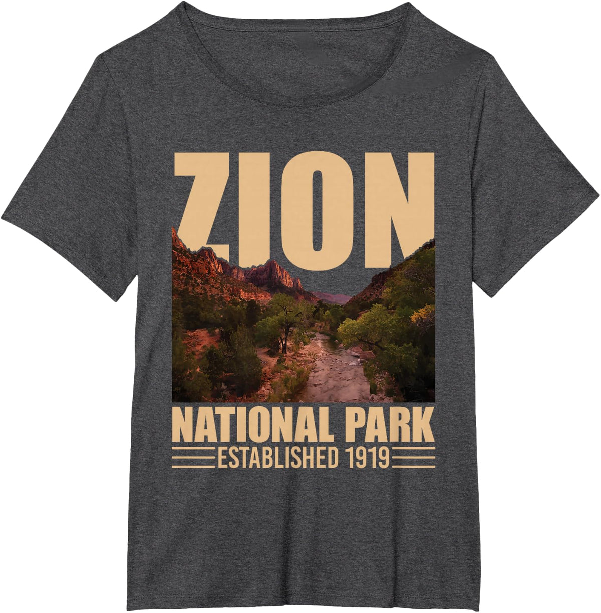 Zion National Park - Retro Hiking & Camping Lover T-Shirt - Dark Heather Grey