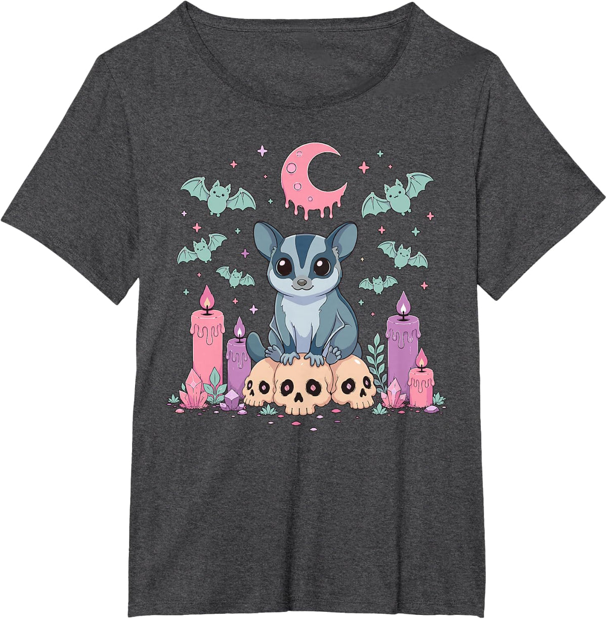 Sugar Glider Lover Animal Kawaii Pastel Goth T-Shirt - Dark Heather Grey