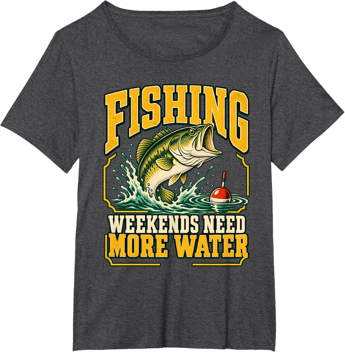 Fishing Bass Fish Fisherman Men Women T-Shirt - Dark Heather Grey